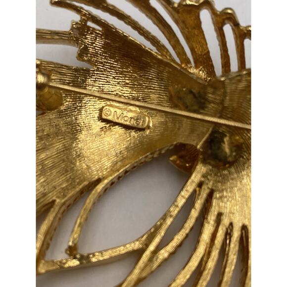 MONET Cordelia Spray Brooch Gold Tone Pin Vintage Estate - Picture 6 of 6